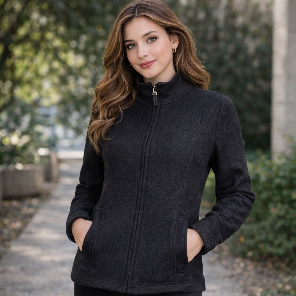 Della Spiga Zippered Black Tailored Wool Jacket
